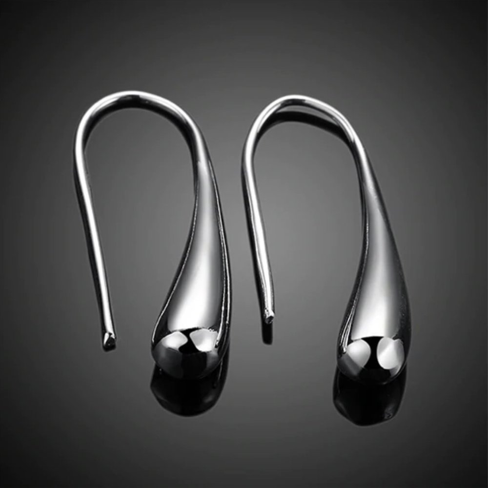 925 Silver Water Drop Earrings - Picture 7 of 11
